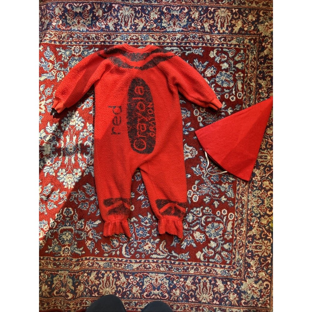 Homemade Vintage Halloween Costume for Child Red Crayola Crayon with Hat